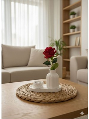 Modesta Home Modern Tepsili Dekoratif Vazo ve Mumluk Seti – Masa Üstü Ev Dekoru Set