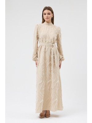 Vavinor Miori Dokulu Elbise - Bej