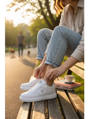 Enoch Suni Deri Beyaz Düz Tabanlı Erkek Casual Sneaker Ayakkabı