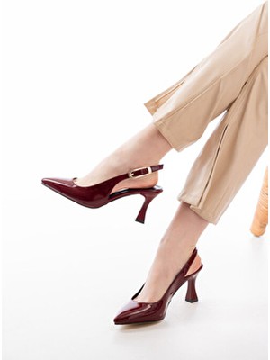 Elmando Kadın Ovis Sivri Topuklu Ayakkabı - Bordo-Rugan
