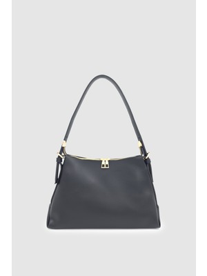 Wuclo Perli Ayarlanabilir Askılı Fermuarlı El, Kol ve Omuz Çantası Siyah