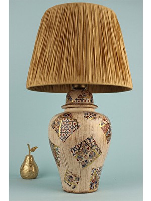 HMY Design Asie Handmade Desenli Seramik Abajur Krem