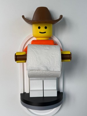 Öztürk Makine Tuvalet Kağıdı Tutucu Tuvalet Kağıtlığı Kovboy-2 Şapkalı Model-Lego Adam Tuvalet Kağıdı Tutucu