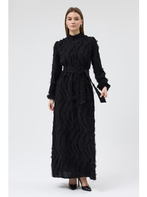 Vavinor Miori Dokulu Elbise - Siyah