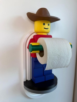 Öztürk Makine Tuvalet Kağıdı Tutucu Tuvalet Kağıtlığı Kovboy Şapkalı Model-Lego Adam Tuvalet Kağıdı Tutucu
