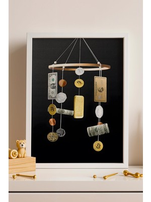 Satürn Design Para ve Yatırım Temalı Dekoratif Çerçeveli Tablo Çerçeveli Tablo Borsa ve Kripto Sevenlere Özel Hediye Modifiye Sanat