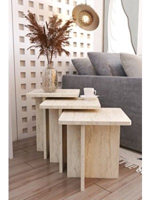 Pofitto Ti Def Iskandinav Tarzı Yan Sehpa Seti - Modern Tasarım - 3'lü Zigon