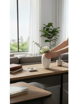 Bonjorno Aksesuar Iskandinav Tarz Minimal Dekoratif Vazo Biblo | Modern Salon Masa Üstü Dekor(Çiçek Dahil Değildir)