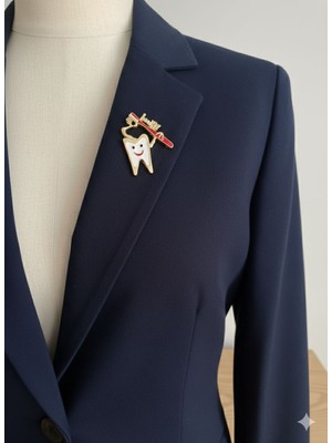 Huma Butik Takı Aksesuar Diş ve Diş Fırçası Figürlü Çelik Broş – Eğlenceli Tasarım