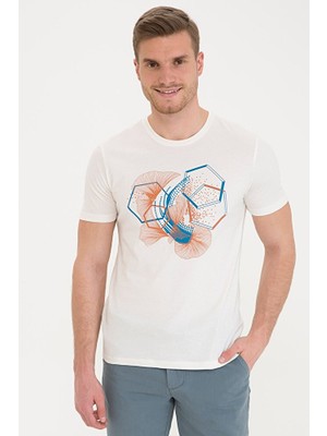 Pierre Cardin Ekru Slim Fit Bisiklet Yaka T-Shirt