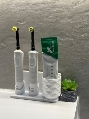Öztürk Makine Şarjlı ve Pilli Diş Fırçalık Tutucu Stand Beyaz