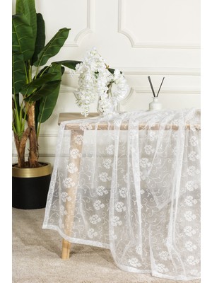 Elart Velüx Masa Örtüsü Dantel Dekoratif Düğün, Parti, Söz, Nişan (145X210 Cm) Krem