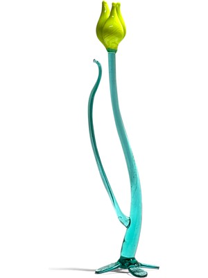 Lale Opak Yeşil Renk Cam Sanatı El Yapımı