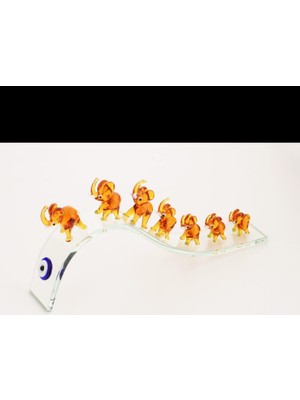 Es Dekor 26X4X10CM Büyük Kristal Yedili Fil Amber