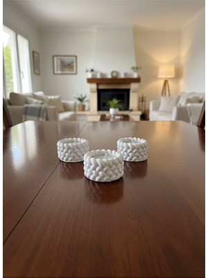 Modesta Home Modern 3’lü Örgülü Tealight Mumluk Seti – Masa ve Sehpa Üstü Dekor