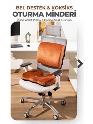 Viscotex Visco Ortopedik Oturma ve Bel Destek Minderi Seti, Sırt Yastığı ve Koksiks Minderi