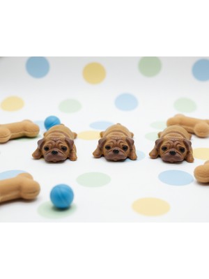 Lubıko Studıo 3'lü Set Mini Pug Köpek Figürü Yapışkanlı Telefon, Araba, Monitör Süsü Minyatür Sevimli Hediye Seti