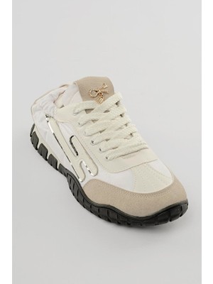 Zerenyus Zephy Premium Arkası Lastikli Beyaz Nubuk Paraşüt Bağcıklı Kadın Sneaker