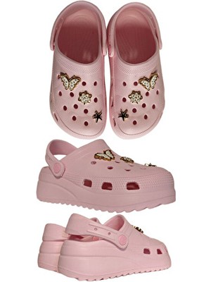 Famele's 205 Anatomik Taşlı Pembe Eva Plaj Deniz Günlük Kadın Terlik