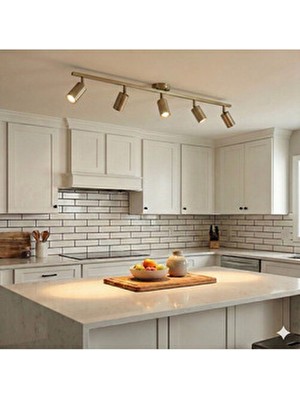 Avizade Lunia 5'li Oynar Başlıklı Eskitme Spot Avize - 75CM Modern Retro Mutfak Salon Aydınlatma