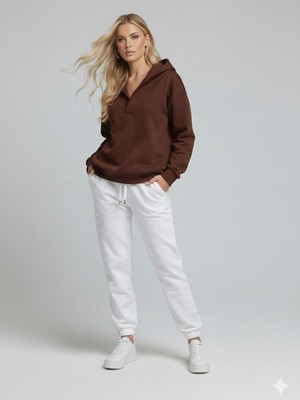 Trendseninle Acı Kahve Premium Modal Kumaş Regular Eşofman Üstü