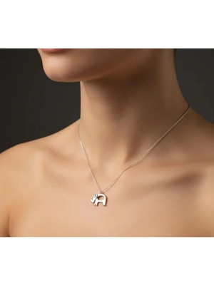 G&A Jewels 925 Ayar Gümüş Pırlanta Taşlı Fil Kolye