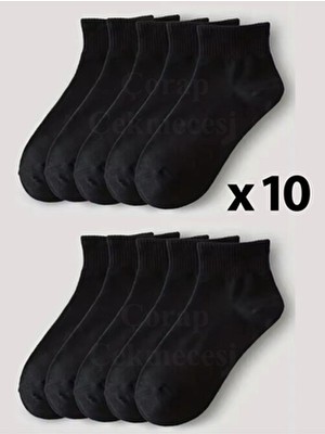 Çorap Çekmecesi Kısa Konç Kolej Çorap Modeli Unisex 10'lu Siyah