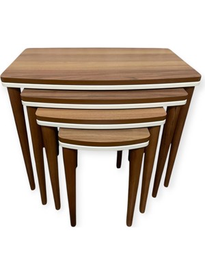 Cg Home Sahra 4’lü Zigon Sehpa Seti | Komple Lake Boyalı | Gold Detaylı | Modern Yan Sehpa