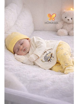 Hümasel Yenidoğan Süzene Nakışlı 5li Askı Hastane Çıkışı Bebek Sarı Yenidoğan