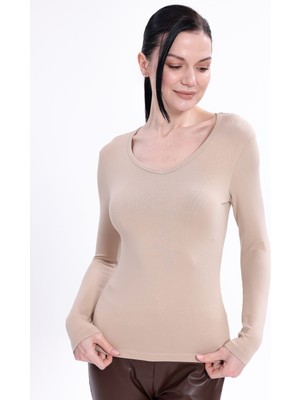Yade Fashion V Yaka Uzun Kollu Kadın Body