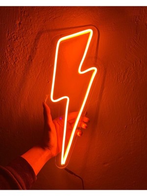 Sarı Şimşek Neon LED Duvar Tabela Pleksi