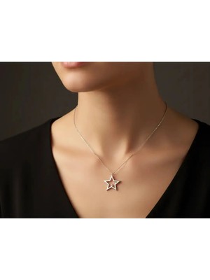 G&A Jewels Pırlantalı Yıldız 925 Ayar Gümüş Kolye