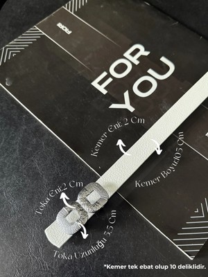 Fiori Dörtgen Uzun Tokalı Ince Kadın Kemeri, Ceket Kemeri, Gömlek Kemeri, Elbise Kemeri