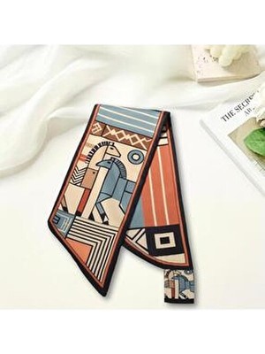 Nurfemina Geometrik At Desenli Modern Tasarım Kadın Kravat Fular