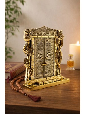Marsilyan Kâbe Kapısı Figürü – Altın Renk Dekoratif Biblo | Manevi ve Anlamlı Hediye 25 cm