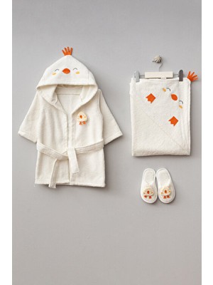 Bebitof Sevimli Civciv Pamuklu Bornoz Seti