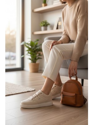 Enoch Suni Deri Beyaz Düz Tabanlı Erkek Casual Sneaker Ayakkabı