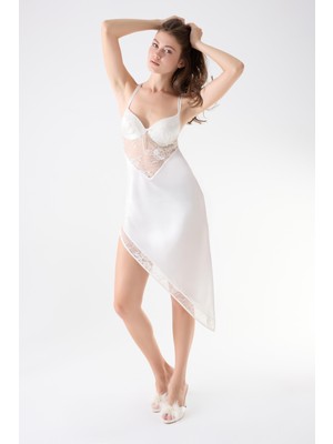 İmaj Imaj 200 Ekru Renk Saten Askılı Gecelik