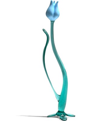 Lale Opak Turkuaz Renk Cam Sanatı El Yapımı