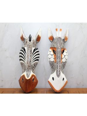 Konyax Ahşap Duvara Asmalı Maske Zebra