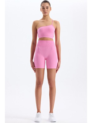 COMEUP Kadın Kabarık Jakarlı Spor Şort Sıcak Pembe Yazlık Rahat Kesim ve Nefes Alabilir Özellik