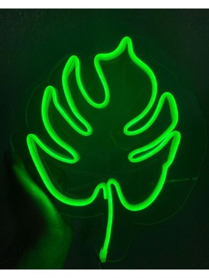 Monstera Bitki Yeşil Neon LED Duvar Tabela Pleksi