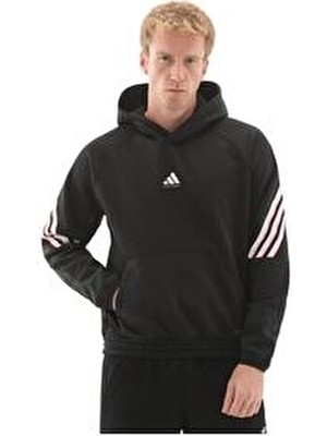 adidas Crazywarm Hoody Erkek Sweatshirt Siyah Düz Desenli Rahat Kesim Sezonluk