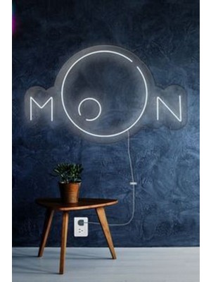 Ay Figürü Moon - Neon LED Dekoratif Duvar Yazısı Tabelası Aydınlatması Gece Lambası