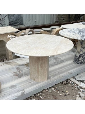 Adomar Marble Traverten Yemek Masası