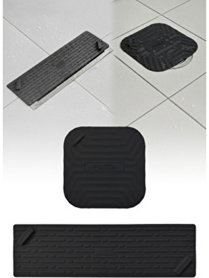 Omilife 2'li Set Siyah Uzun ve Siyah Kare Silikon Gider Kapağı 2'li Set Koku Önleyici Banyo Mutfak Gider Tıkacı