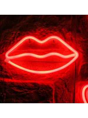 Dudak Neon LED Duvar Aydınlatma