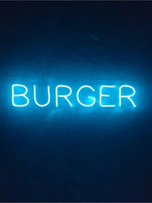 Burger Neon LED Duvar Dekoru Neon LED Tabela