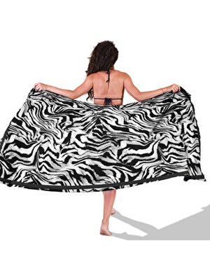 Zebra Desen Iç Göstermeyen Saten Pareo