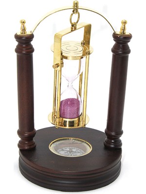 Konyax Pirinç Kum Saati ve Pusula